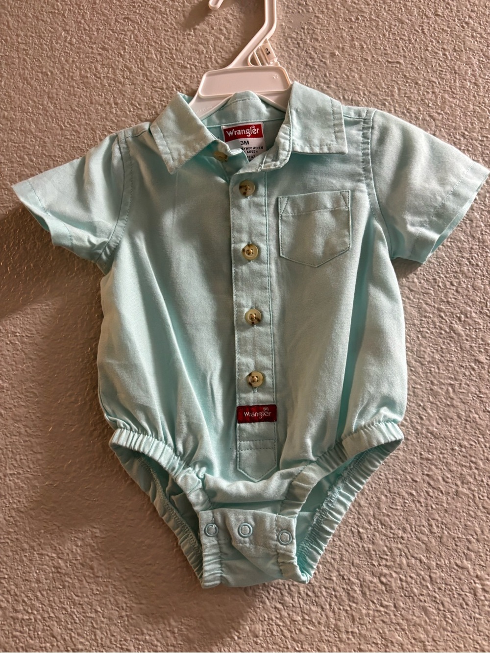 Wrangler Baby Boys Light Mint Green Button-Up Shirt